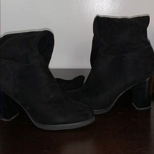 Black suede thigh high boots